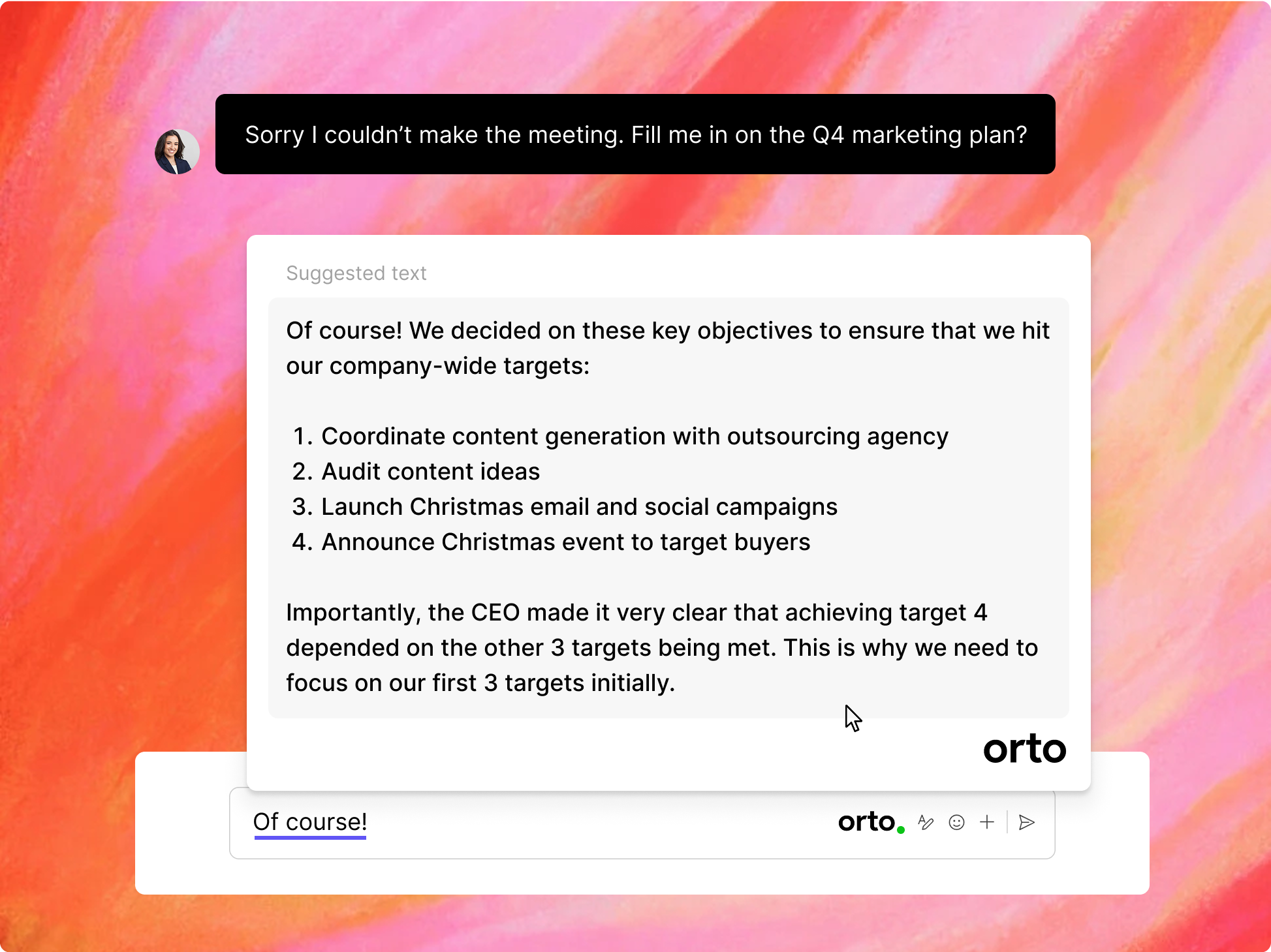 orto AI co-writer showcase